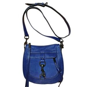 Rebecca Minkoff Indigo Blue Leather & Suede Dog Clip Saddle Crossbody Bag